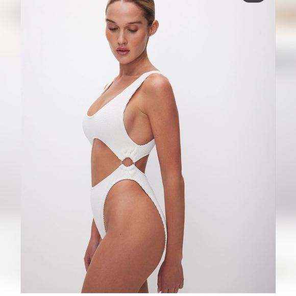 GOOD AMERICAN Always Fits Monokini Ribbed Swimsuit cloud white. L/XL NWOT - Picture 1 of 12